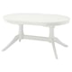 White extendable oval dining table with sturdy legs, combining functionality and elegance.