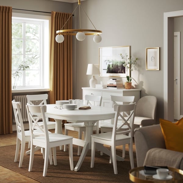 ROSENTORP Extendable table, white, 160/215x110 cm