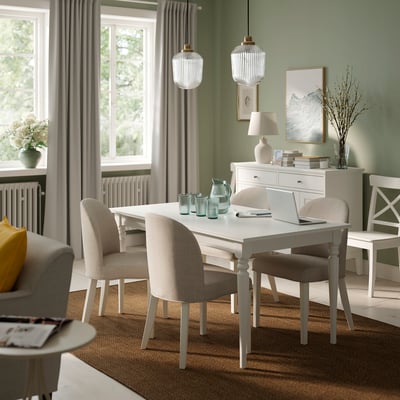 ROSENTORP Extendable table, white, 155/215x87 cm