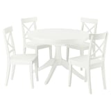 ROSENTORP / ROSENTORP Table and 4 chairs, white/white, 110/155 cm
