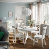 ROSENTORP / ROSENTORP Table and 4 chairs, white/white, 110/155 cm