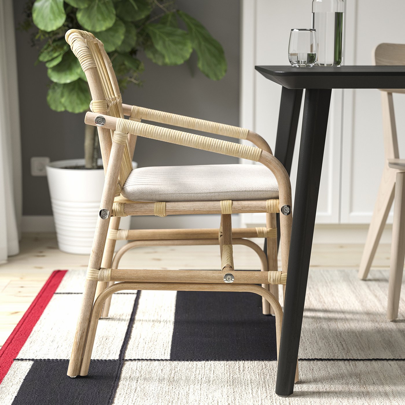SALNÖ chair with armrests, rattan - IKEA