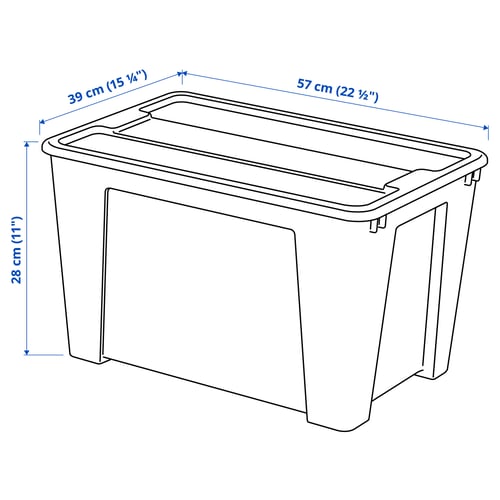 Illustration with measurements for the product: SAMLA.