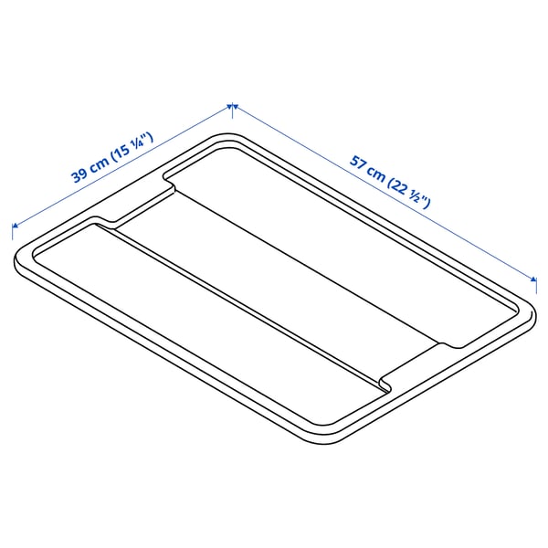 Illustration with measurements for the product: SAMLA.