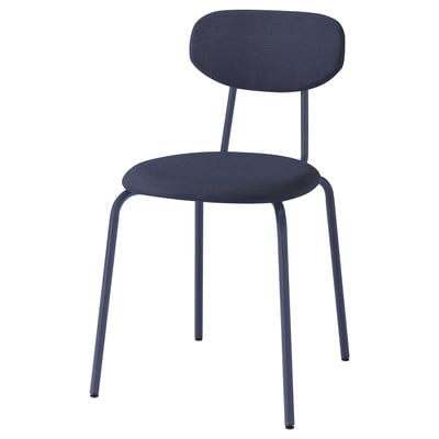 Sandberg chair, blue, metal frame, cushioned seat/back, modern design.