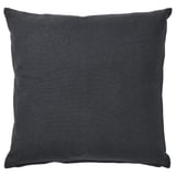 Square grey cotton pillow with zipper, textured, feathers filled.