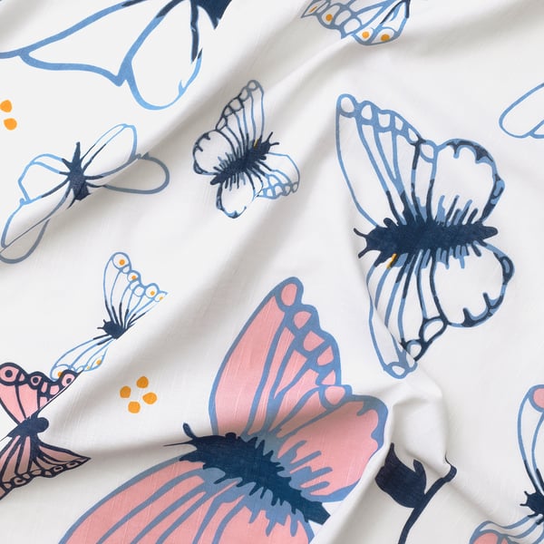 Sanglarka Curtains With Tie Backs 1 Pair Butterfly White Blue