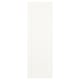 A white SANNIDAL cabinet door. Its rectangular, simple, and versatile. Made of particleboard and fibreboard, it can hang either way.