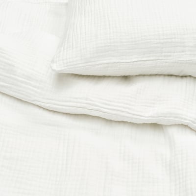SCHERSMIN organic cotton bed linen set - soft, breathable, wavy texture, envelope closure