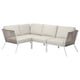 Option: The SEGERÖN outdoor sectional light grey cushions, a modern design with stylish silver legs and a woven rope back and armrests.