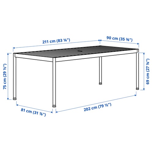 Illustration with measurements for the product: SEGERÖN.