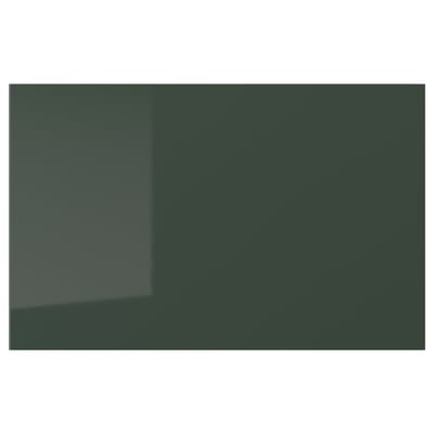 Dark olive-green cabinet door; smooth finish; rectangular shape.