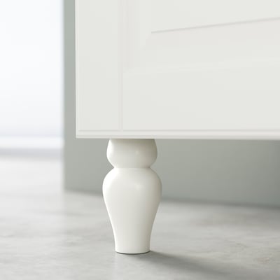 White SIGGARP leg, curved design, solid wood.