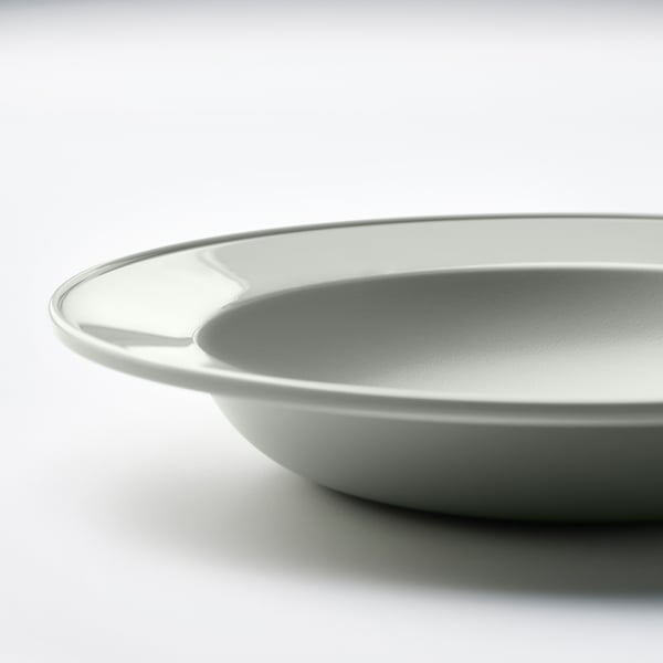 SIMKRABBA Deep plate, plastic/green-grey, 22 cm