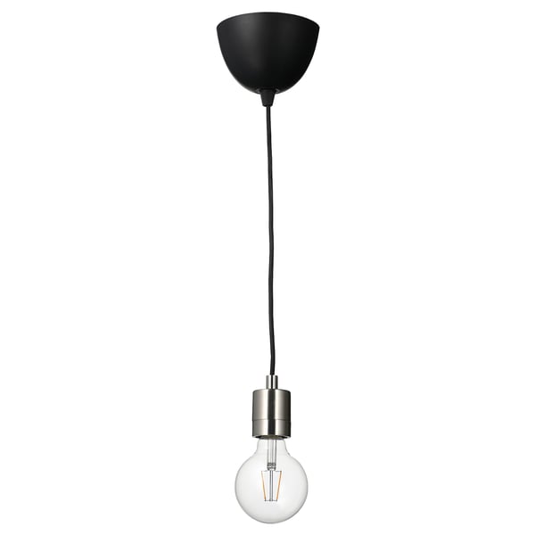 SKAFTET black pendant lamp with led bulb, modern design.