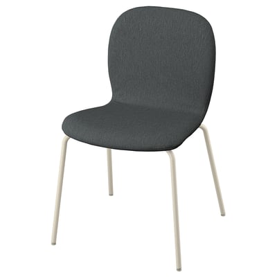 SKÅLSTA Chair, Knäbäck dark grey/tubular metal/light grey-beige