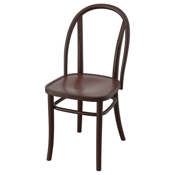 SKOGSBO chair, dark brown, curved bentwood design, robust wood construction, smooth finish, iconic 19th-century style.