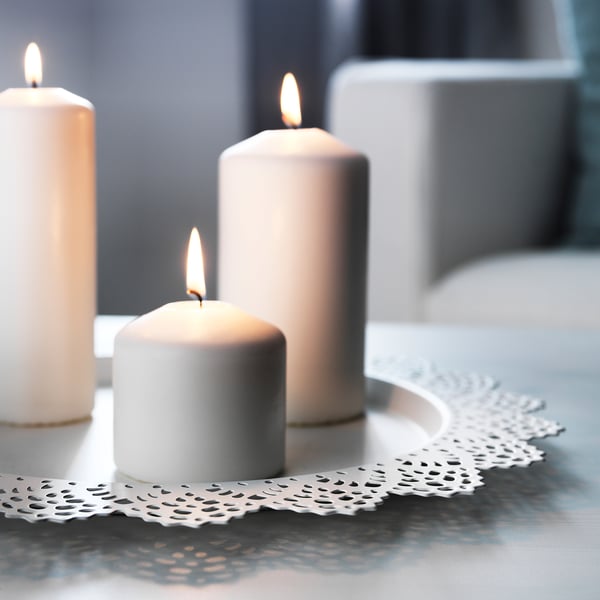 SKURAR Candle dish, white, 37 cm IKEA