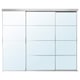 Option: SKYTTA silver glass door frame with 4 glass panels, modern, minimalist design.