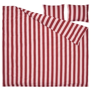 Red & white striped bedding set, including duvet cover and pillowcases. Made of 57% cotton, 43% lyocell, clean lines and a crisp, modern design.