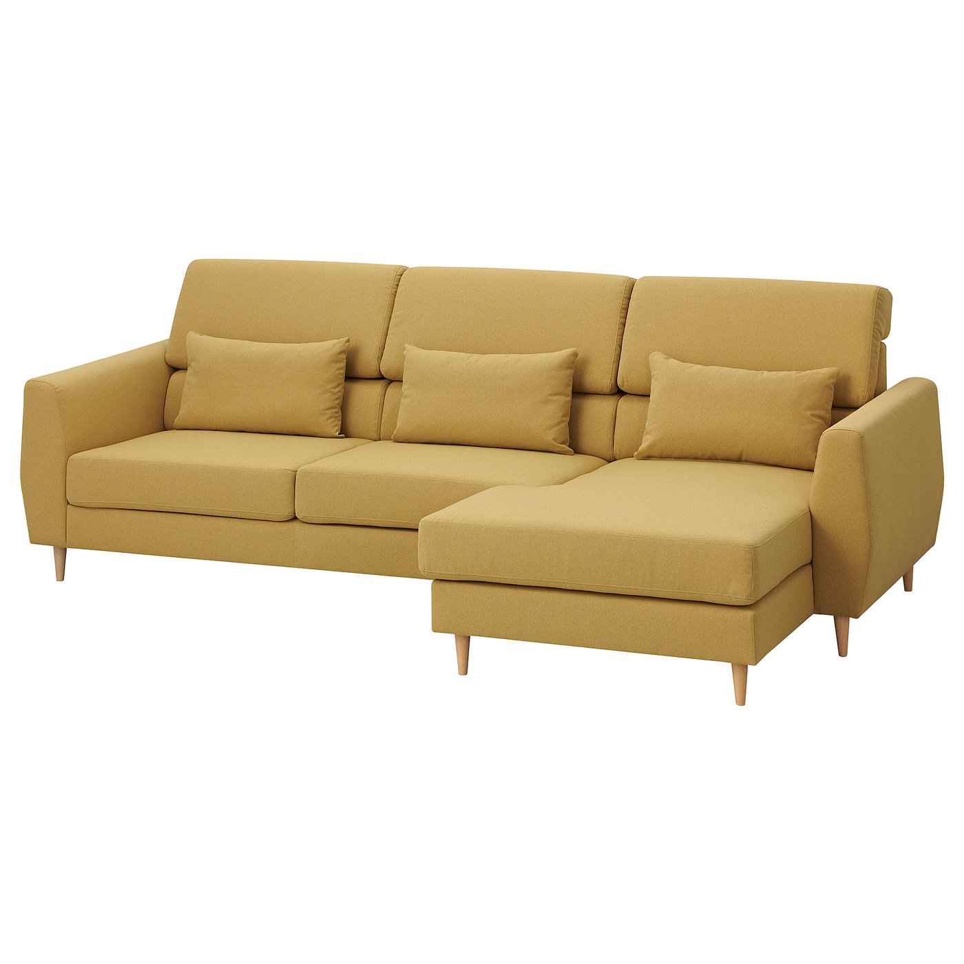 SLATORP 3seat sofa, With chaise longue, right yellow IKEA