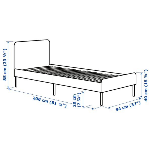 Illustration with measurements for the product: SLATTUM.