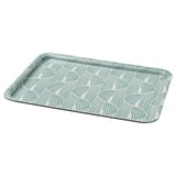 SLÖJSTJÄRT melamine tray in teal with wavy pattern, rectangular shape.