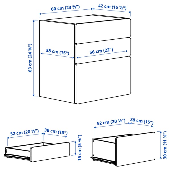 Illustration with measurements for the product: SMÅSTAD.