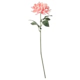 Single light pink flower stem with green leaves, made from recycled materials.