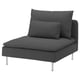 Dark grey SÖDERHAMN chair, modern design with removable cover, raised on thin metal legs.