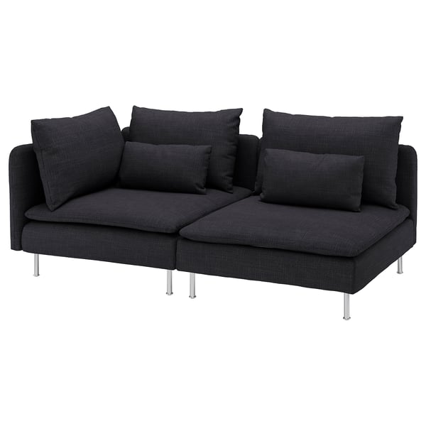 Black modular sectional sofa, SÖDERHAMN, modern design with deep seats and removable cushions.