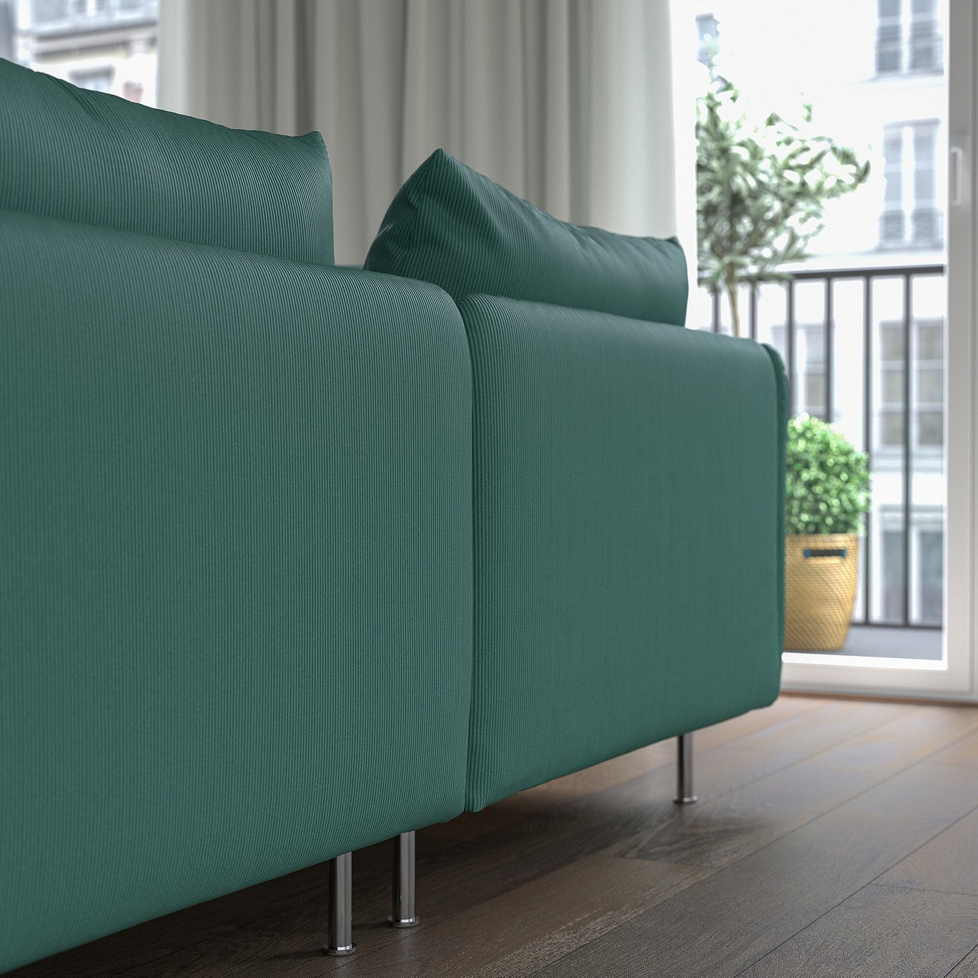 SÖDERHAMN 3-seat sofa, with open end/Kelinge grey-turquoise - IKEA