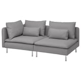An ikea SÖDERHAMN sectional sofa in light grey with metal legs, square cushions, and a modern design.