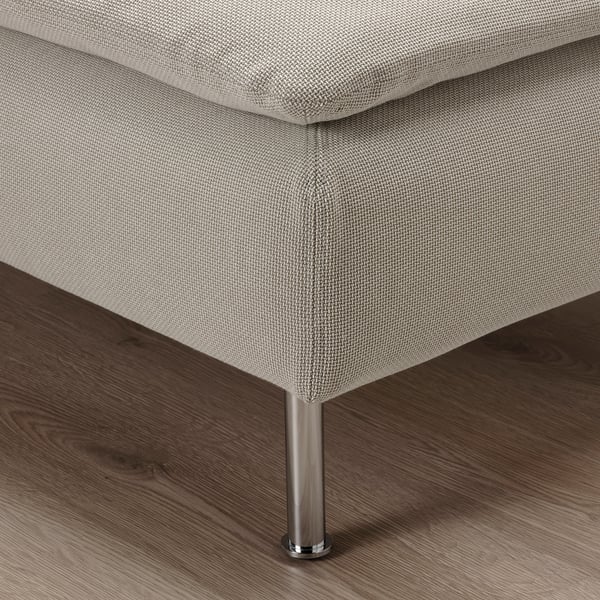 Modern sofas sleek corner with metallic leg, light gray textured fabric, on wooden floor.