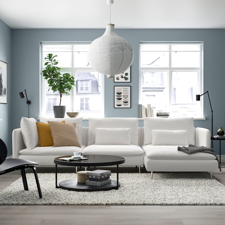 SÖDERHAMN 4seat sofa with chaise longue, Blekinge white IKEA