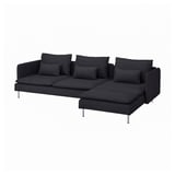 Dark grey SÖDERHAMN sectional couch with low profile, deep seats, and metal legs.