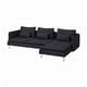 Dark grey SÖDERHAMN sectional couch with low profile, deep seats, and metal legs.