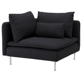 SÖDERHAMN dark gray corner sofa chair, modern minimalist design with deep seats, metal legs.