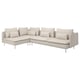 Modern beige corner sectional sofa with light gray legs.