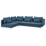 Ikea SÖDERHAMN sofa, teal, fabric, corner shape, modern design.
