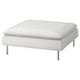 Modern white leather footstool with chrome legs.