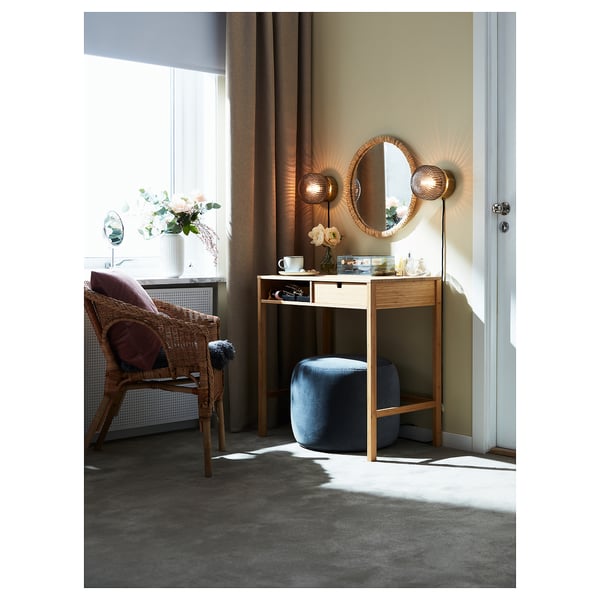 SOLKLINT Wall lamp, brass/grey clear glass