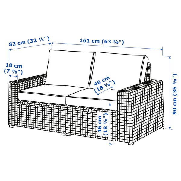 Illustration with measurements for the product: SOLLERÖN.