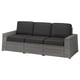 SOLLERÖN grey outdoor sofa with dark cushions, modular design, water-resistant and easy to clean.