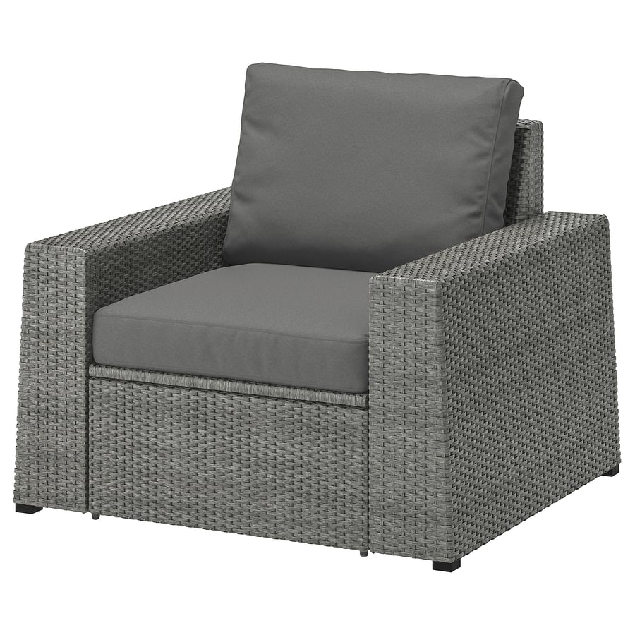 SOLLERÖN armchair, outdoor, dark grey/Frösön/Duvholmen dark grey IKEA