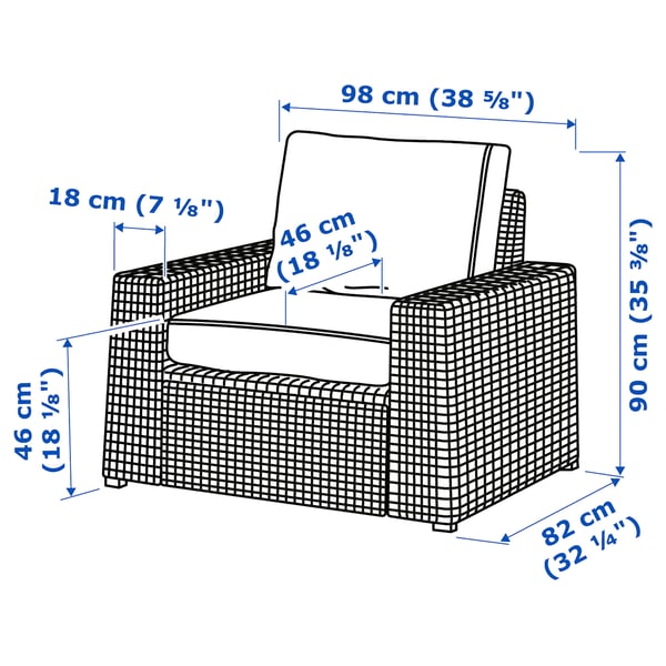 Illustration with measurements for the product: SOLLERÖN.