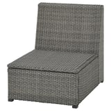 SOLLERÖN grey wicker chair, square shape, weather-resistant, outdoor use.