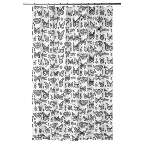 Sommarmalva Shower Curtain White Dark Grey Ikea