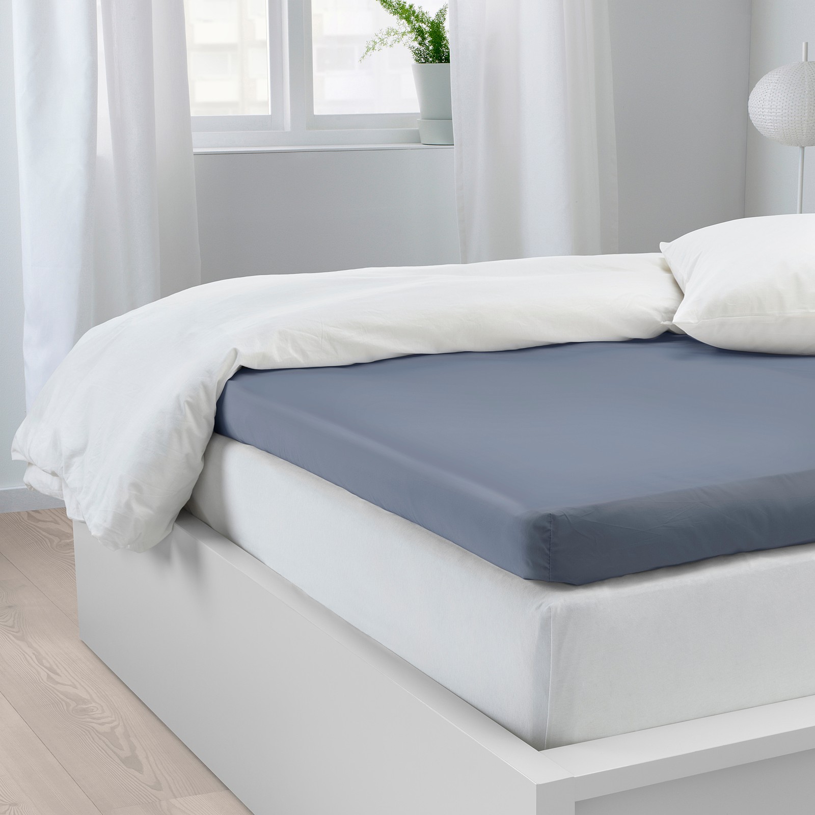 SÖMNTUTA Fitted sheet for mattress pad bluegrey IKEA