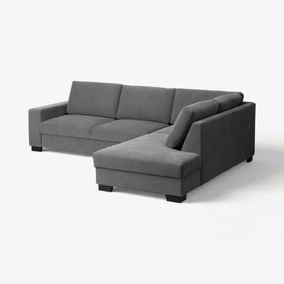 A modern grey SÖRVALLEN sectional sofa with a minimalist design, featuring a chaise lounge and clean lines.